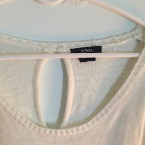 Keyhole back white sweater dress